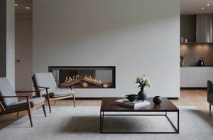 Indoor Fires Accessories: Rinnai Linear Double-Sided Gas Fire with FlameTech
