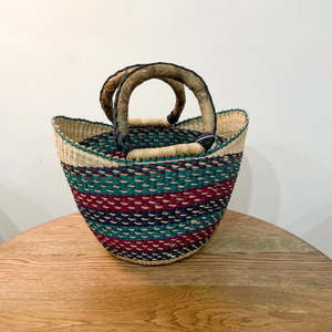 Small Market Basket ~ Burgundy and Teal