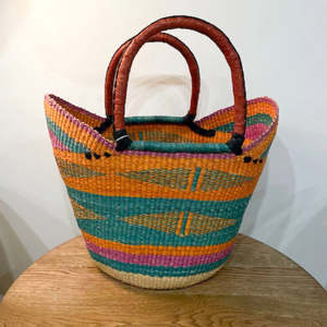 Market Basket ~ Orange and Teal and Pink