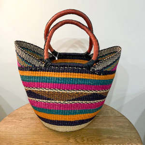 Market Basket ~ Bands of Teal and Orange and Pink