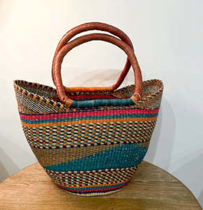 Market Basket ~ Teal and Orange and Navy Blue