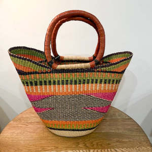African Basket Collection: Market Basket ~ Lime, Orange and Navy