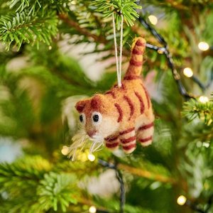 Felted Christmas Decoration - Cat Ginger