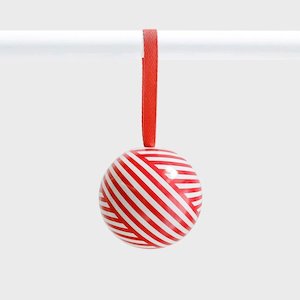 Fillable Tin Christmas Bauble - Ribbon