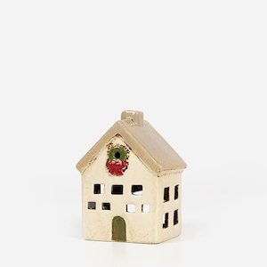 Homewares: Alsace Tea Light - Stone Christmas Villa