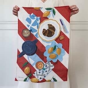 Kitchen Table 1: Bespoke Letterpress -  Brunch 100% Linen Tea Towel