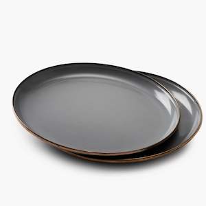 Garden 1: Barebones - Enamel Deep Plate Set of 2, Slate Grey