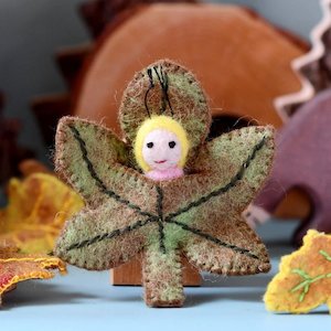 Children: Tara Treasures - Felt Chestnut Leaf Baby