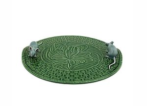 Bordallo Pinheiro: Bordallo Pinheiro - Green Lily Cheese Tray w/ Mouse