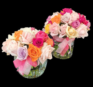 Roses in a Glass Vase The Flower Farm