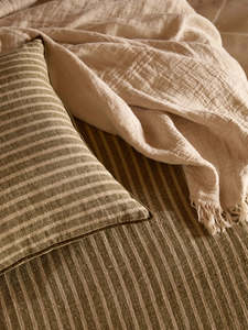 Handloomed Linen Cushion - Khaki Stripe