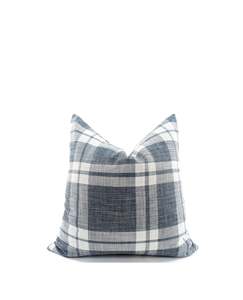 The Ashford Check Cushion - Sky