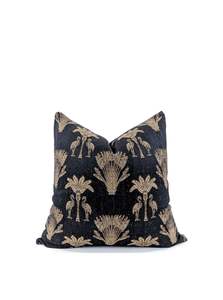 Black & Gold Tropical Cushion Cover