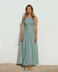 Dresses: Boracay Linen Dress in Teal blue