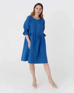 Dresses: Oversized Linen Dress - Cobalt blue