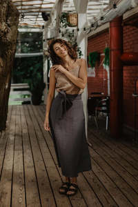 Skirts Pants: Iris Linen Skirt | Charcoal