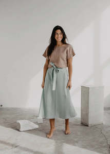 Skirts Pants: Iris Linen Skirt | Sage