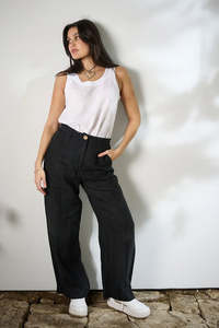 Tailored Linen Pant - Black