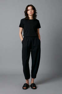 Linen Blend Pants - Black - 25% OFF