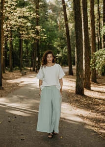 Isabella Wide Linen Pants - Sage