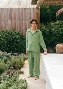 Sleepwear: Oscar Linen Set | Matcha Green
