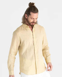 Mens Classic Linen shirt - Butter