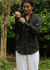 Mens Classic Linen shirt - Black