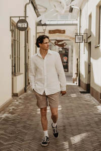 Mens Classic Linen shirt - White