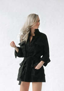 Coats Blazers Jackets: Linen Utility Jacket | Black