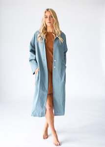 Coats Blazers Jackets: Heavy Linen Coat | Sky Blue