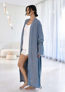 Linen Robe | Blue