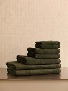 Bathroom: Tweed Towels | Olive