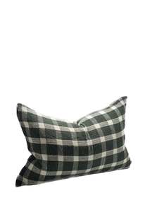Cushions Throws: Linen Cushion | Dark Green Check