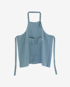 Kitchen Linen: Men's Linen Apron - Grey Blue