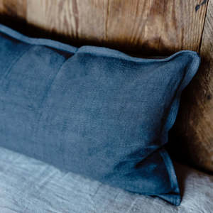 New Velvet Knot Cushions: Linen Lumbar Cushion | Midnight - 120cm
