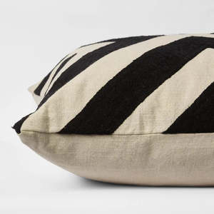 Cushions Patterns Stripes: The Clifton Cushion Cover in Natural / Black