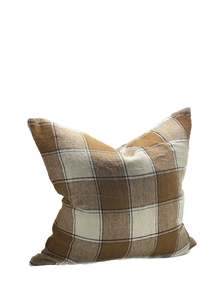 Cushions Patterns Stripes: Linen Cushion | Tabacco Check