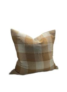 Linen Cushion | Toffee Check