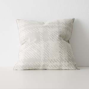 Checkers Cushion: Sienne Cushion in Moonbeam