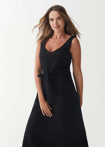 A-line Linen Dress - Black