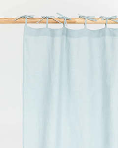 Natural Linen Stonewashed Curtains | Sky Blue