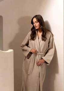 Bathrobes: Spa Waffle Bathrobe | Oatmeal