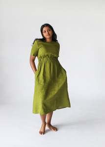 Hand: Ava Linen Dress | Moss -25% OFF