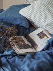 King Single Bed Linen Online Nz: Linen Duvet Cover || French Blue