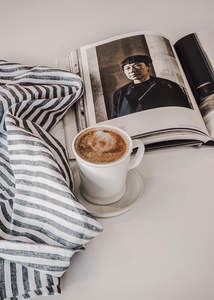 Linen Tea Towels: Majeste ® Linen Tea Towel | Black Stripe
