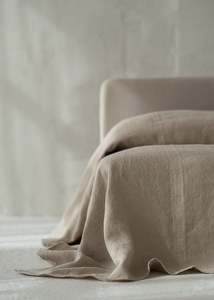 Bedcovers: Heavy Linen Bed Cover | Jute