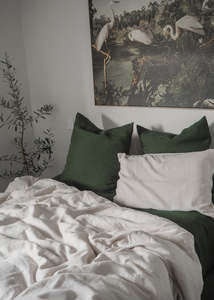 Linen Flat Sheets: Linen Flat Top Sheet | Forest Green | Made in New Zealand