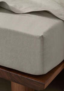 Linen Fitted Sheet: Queen Linen Fitted Sheet | Bone