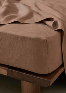 French Flax Linen Fitted Sheet | Tan