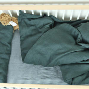 Childrens Bed Linen: KIDS Linen Duvet Set | Dark Green